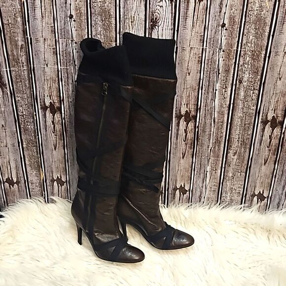 Stella McCartney Heeled Stiletto Sock Cuffed Knee High Boot 6.5 - Picture 3 of 16